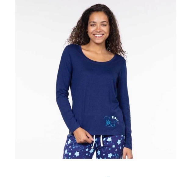 Pikachu  - Women’s Blue Relaxed Fit Scoop Neck Long-Sleeve T-Shirt - Picture 4 of 6